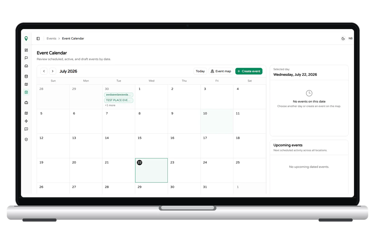 BaliFind event calendar laptop mockup